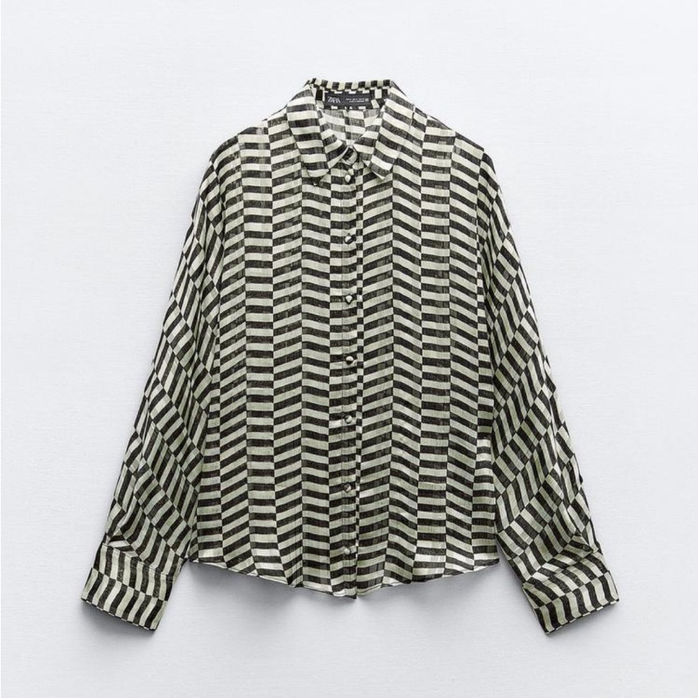 Zara Printed Skirt Black and White Size Medium